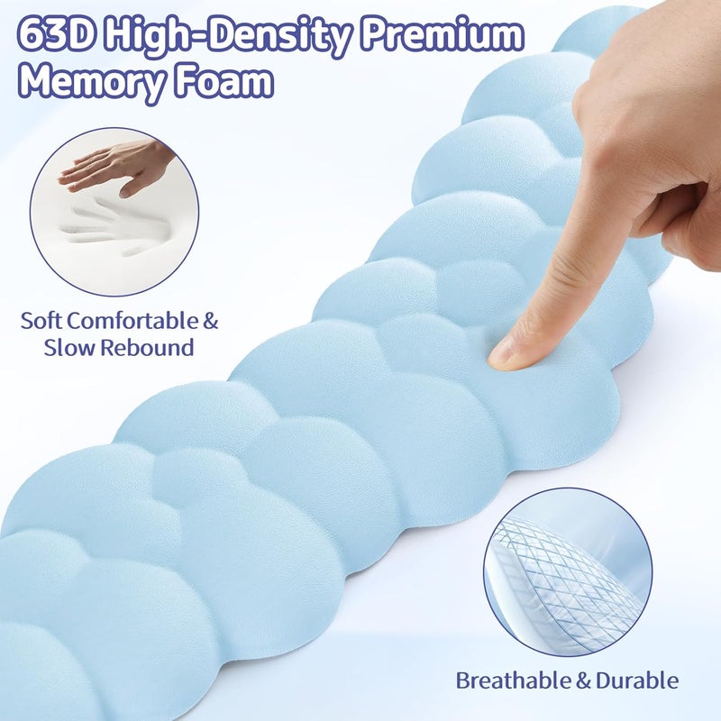 Sushret Cloud Wrist Rest for Keyboard and Mouse, Memory Foam PU Leather Keyboard Wrist Rest with Ergonomic Support, Non-Slip Base, Cute Arm Rest Pad & Palm Cushion, Office Desk Accessory, Blue - Image 4
